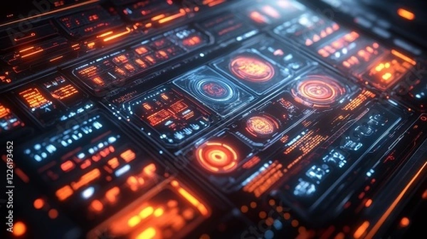 Fototapeta Cyberpunk style technology interface