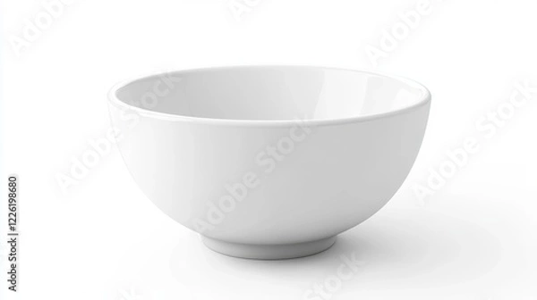 Fototapeta Simple white ceramic bowl showcasing modern design, ideal for serving food or displaying items in a minimalist setting
