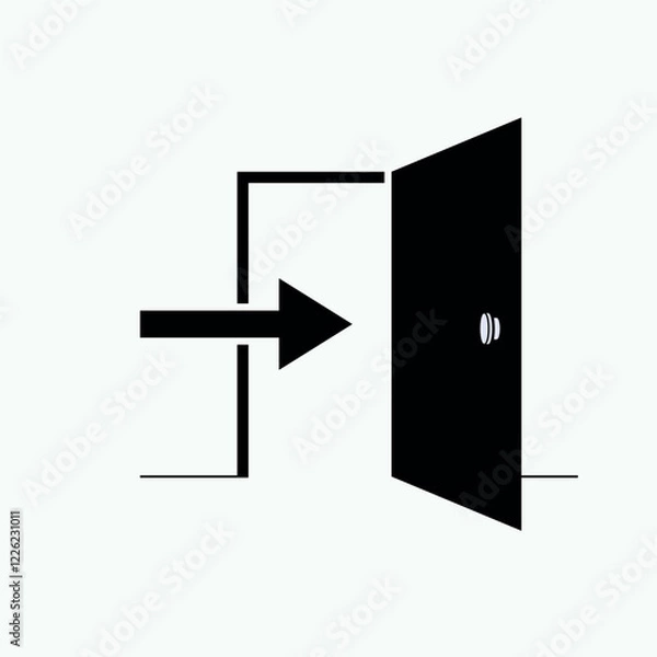 Obraz Opened Door Icon. Entry Point. Evacuation Route, Exit Way.Accessed, Building Component Illustration. Applied as Trendy Symbol for Design Elements, Websites, Presentation and Application - Vector.
