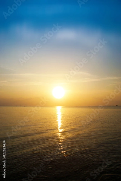 Fototapeta sunset over the lake, Thailand.