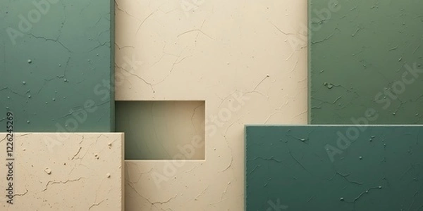 Fototapeta Abstract Beige And Green Textured Blocks Design