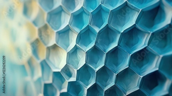 Obraz Abstract Hexagonal Pattern in Teal and White Hues