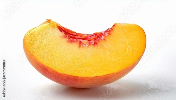 Fototapeta A juicy slice of peach, ripe and ready to eat.