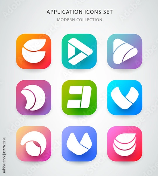 Fototapeta Big vector icons set for application logo icon design. App icon design. Material design.