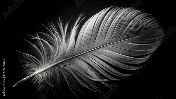 Fototapeta Macro Monochrome Feather Silhouette Photography: Black Feather Pattern Background for Presentations & Designs