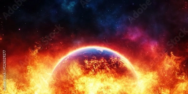 Fototapeta planet earth on fire