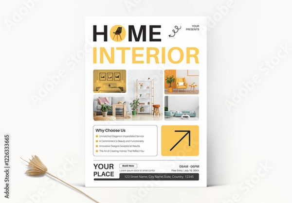 Fototapeta Home Interior Flyer Layout