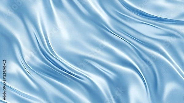 Fototapeta Smooth flowing light blue silk fabric waves