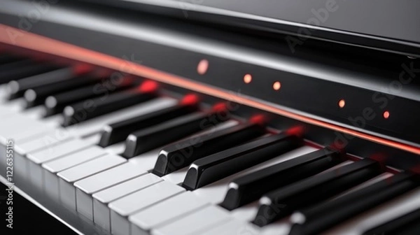Fototapeta Innovative digital piano features interactive LED keys for enhanced learning experience
