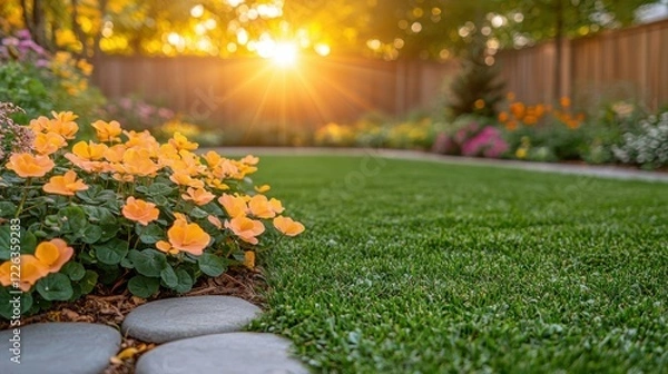 Fototapeta Beautiful fresh green leaf with sunlight filtering through, creating a vibrant nature background with perfect space for custom text or graphics.