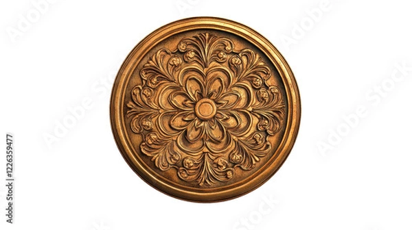 Fototapeta Intricate golden ornamental ceiling design. transparent background