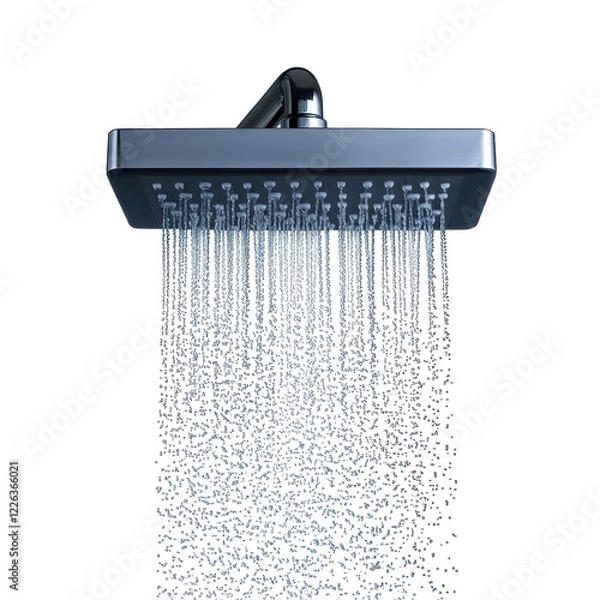 Fototapeta Modern shower head with cascading water flow. transparent background