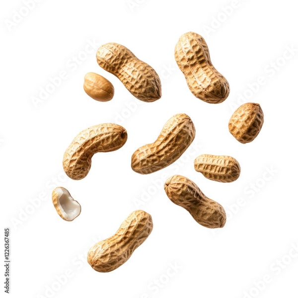 Fototapeta Nutty peanuts scattered on a surface transparent background