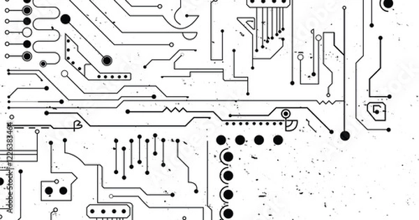 Fototapeta Abstract digital background with technology circuit board texture. Electronic motherboard illustration. Communication and engineering concept. Vector illustration. 
