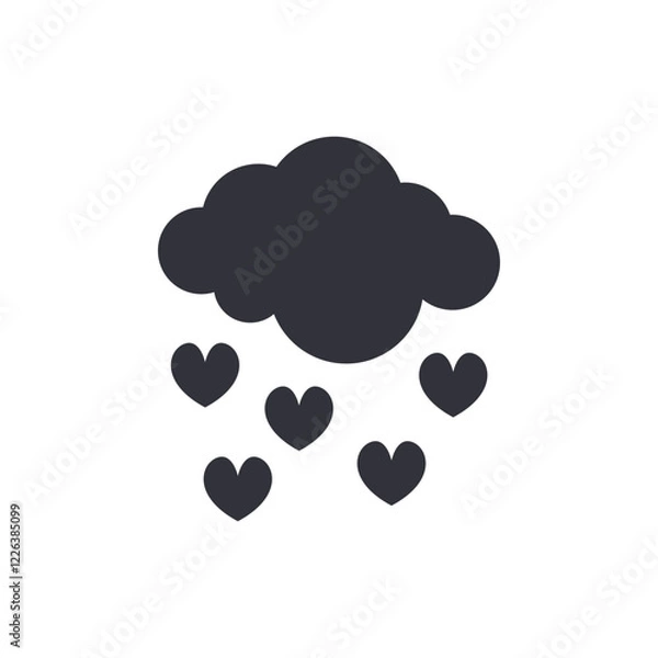 Fototapeta Love rain solid icons, minimalist vector illustration ,simple transparent graphic element .Isolated on white background