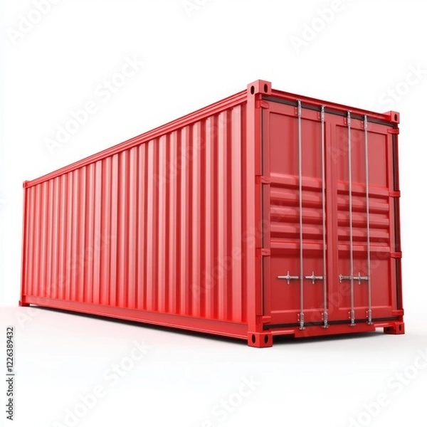 Fototapeta Red shipping container isolated on white background. (11)