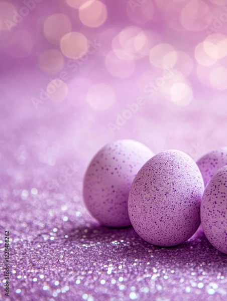 Obraz lilac easter eggs on lilac glitter background 
