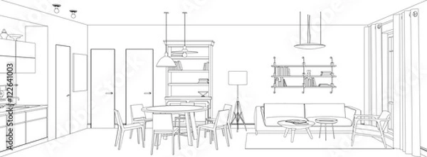Obraz living room line drawing