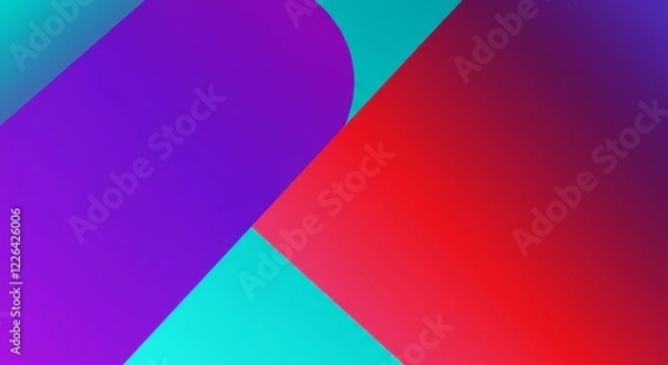 Fototapeta Geometric Abstract Composition: A dynamic interplay of vibrant colors and geometric shapes, creating a visually striking and modern abstract composition with a gradient effect.