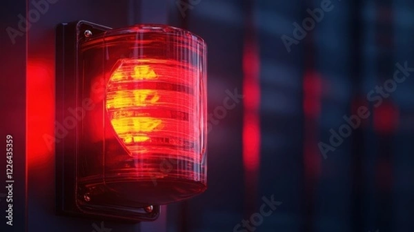 Fototapeta Dynamic 3D Emergency Red Siren Light Symbolizing Urgency, Rescue, and Safety with Glowing Effects