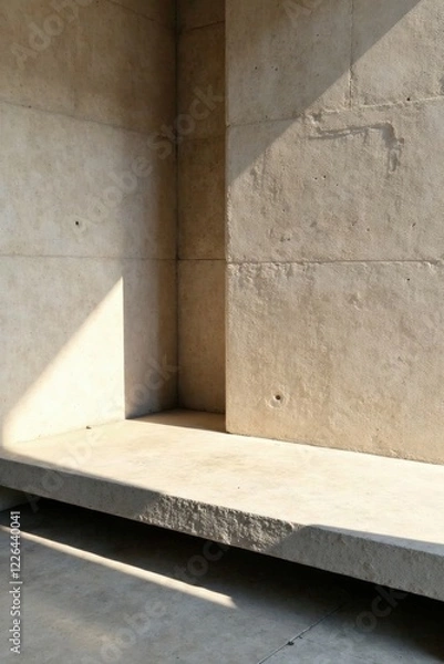 Obraz Sunlit Concrete Bench in Minimalist Architectural Space