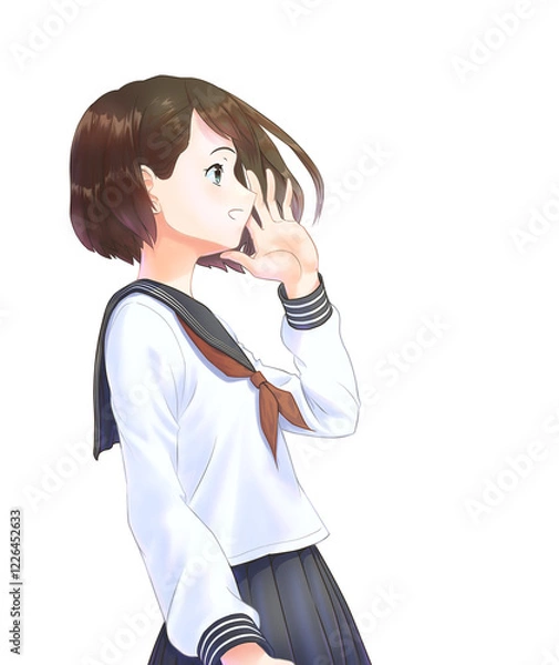 Obraz 横顔の学生_①A案_キャラのみ、女子