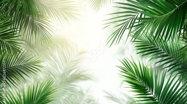 Fototapeta Lush Tropical Leaves Background Showcasing Various Shades of Green with a Vibrant Natural Aesthetic Creating a Refreshing and Invigorating Atmosphere Perfect for Relaxation and Inspiration