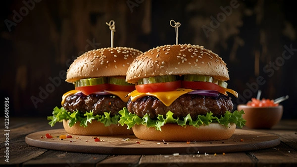 Obraz hamburger on black plate