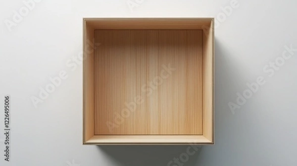 Fototapeta Empty wooden box on a white background, top view