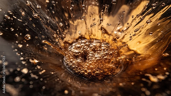 Fototapeta Dynamic Splash of Liquid with Bubbles and High-Contrast Colors
