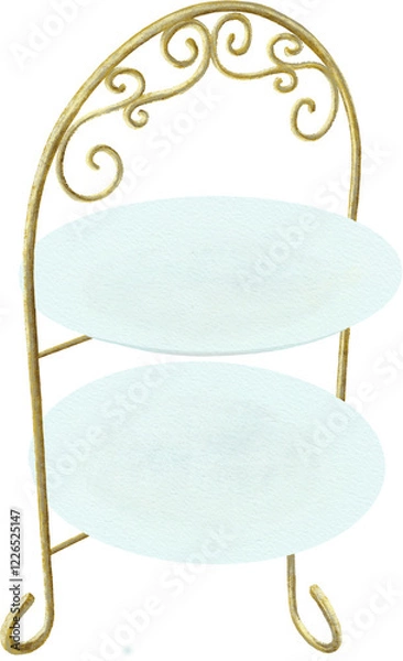 Obraz アフタヌーンティーに使われるケーキスタンドのイラスト素材