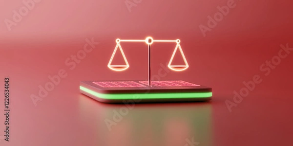 Obraz glowing scale symbolizing balance and justice on modern platform