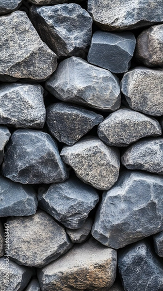 Fototapeta Grey stone wall texture, outdoor closeup, natural background, ideal for design