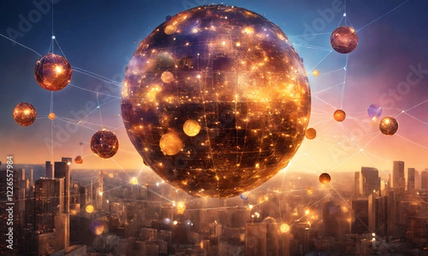 Fototapeta Decentralized social media with merged social media, Created using Generated Ai,