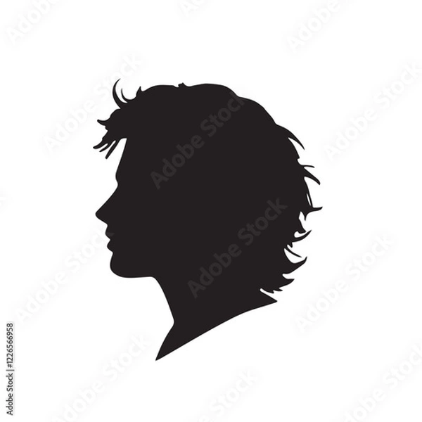 Fototapeta silhouette of a person with a hair vector on white background 