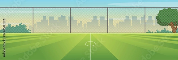 Fototapeta Cute and nice design of Football Artificial turf interior objects vector design
