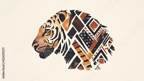 Fototapeta Artistic tiger portrait abstract design digital artwork creative studio close-up wildlife concept