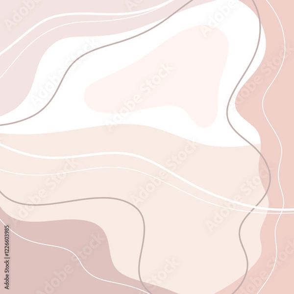 Fototapeta Beautiful modern background, abstract spots, wavy lines in beige pastel shades, vector. Wave graphic, geometric, minimalistic background for banner, cover, design with space for text