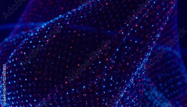 Obraz abstract pattern of glowing dots in shades of blue, Created using Generative Ai