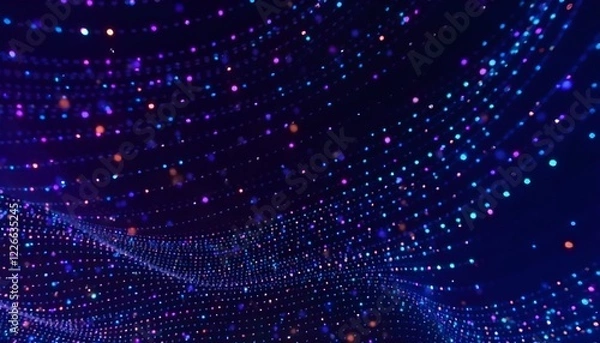 Fototapeta abstract pattern of glowing dots in shades of blue, Created using Generative Ai