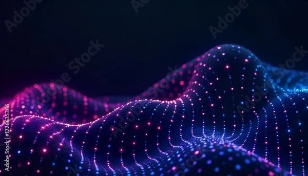 Fototapeta abstract pattern of glowing dots in shades of blue, Created using Generative Ai