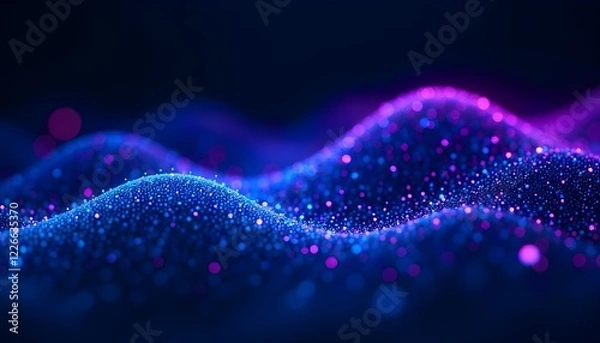 Fototapeta abstract pattern of glowing dots in shades of blue, Created using Generative Ai