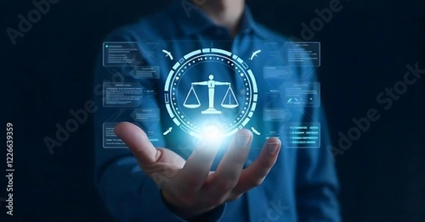 Obraz businessman touching screen law Ai technology, Created using Generative Ai
