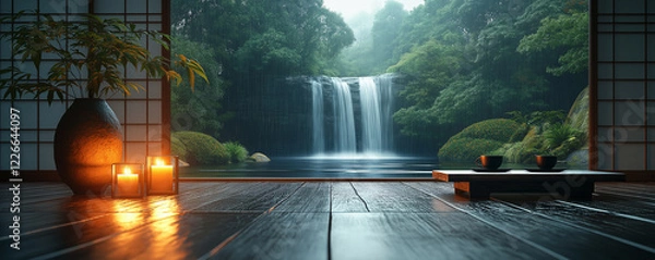 Fototapeta 自然の中にあるお洒落な和風施設