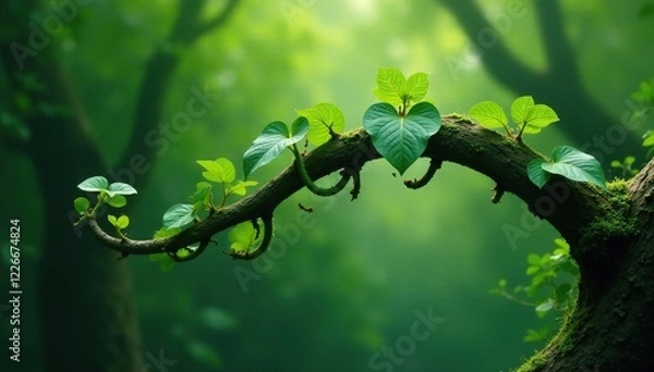 Obraz Vines crawling up a curved branch to form an arc, stems, curve, vines