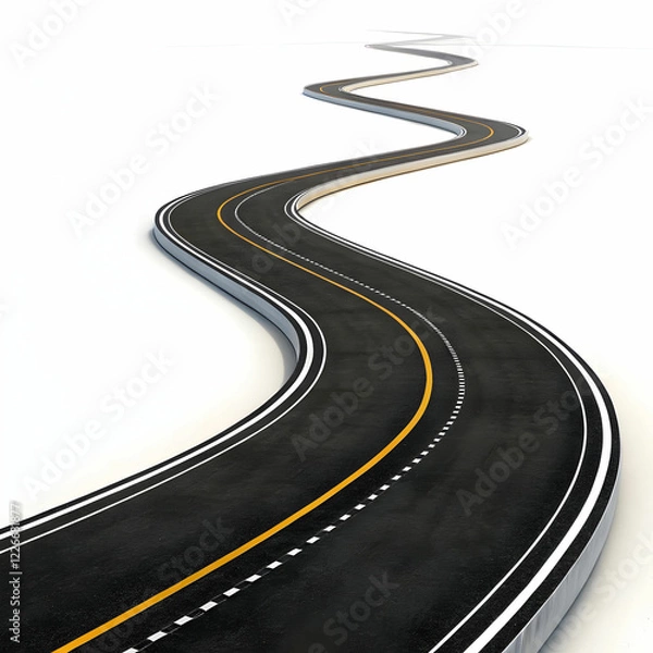 Fototapeta Endless Journey: Winding Two-Lane Road Vanishing into the Distance"