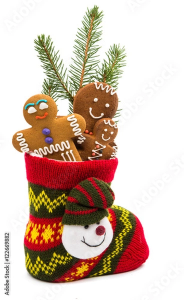 Fototapeta Christmas cookies in a sock
