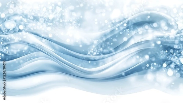 Fototapeta Abstract Blue Waves with Sparkling Lights Background