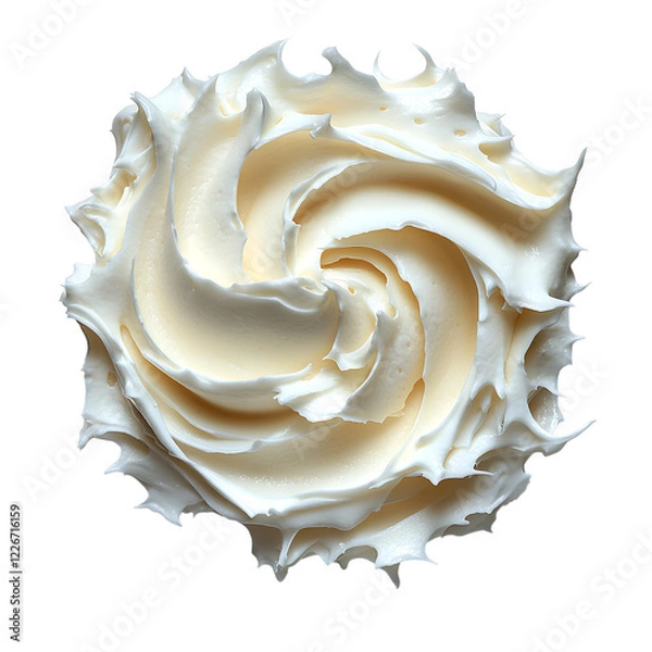 Fototapeta Whipped cream swirl texture isolated on transparent background