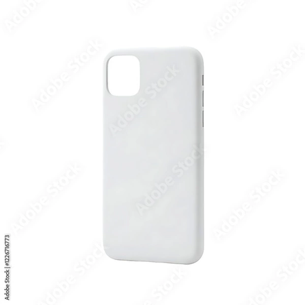 Fototapeta White plastic mobile phone case mockup isolated on white background